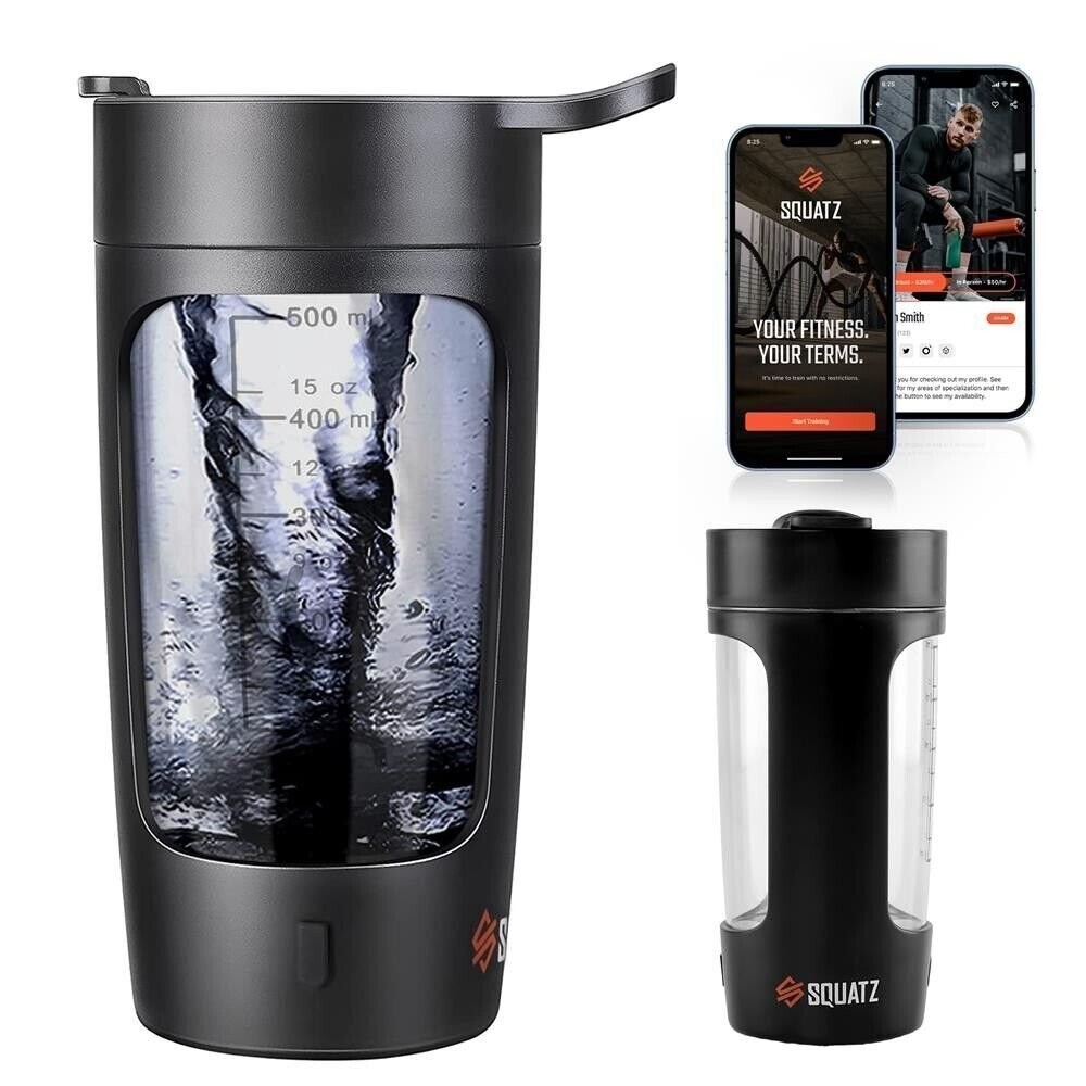 SQUATZ Electric Shaker Bottle 20oz BPA-Free ABS Tritan USB-R