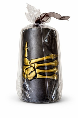 #ad #ad Black and Gold Skeleton Pillar Candle Decorative Halloween Wax Round $11.11