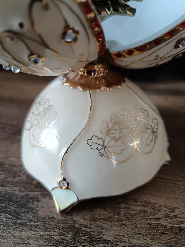 Bradford Exchange Jewel of Nature Porcelain Bird / Robin In Egg Musical Ornament - Image 4 of 4
