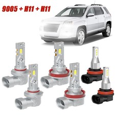 For GMC Terrain 2010-2015 6x 6000K White LED Headlight Fog Light Bulbs Combo Kit