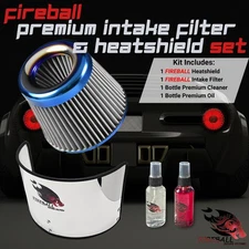 Reusable Fireball Cold Air Intake Filter and Heat Shield Kit Universal for Eagle