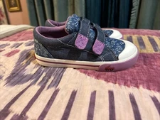 See Kai Run No Tie Denim Floral Purple Sneakers Girls Mismatched L 10 R 11