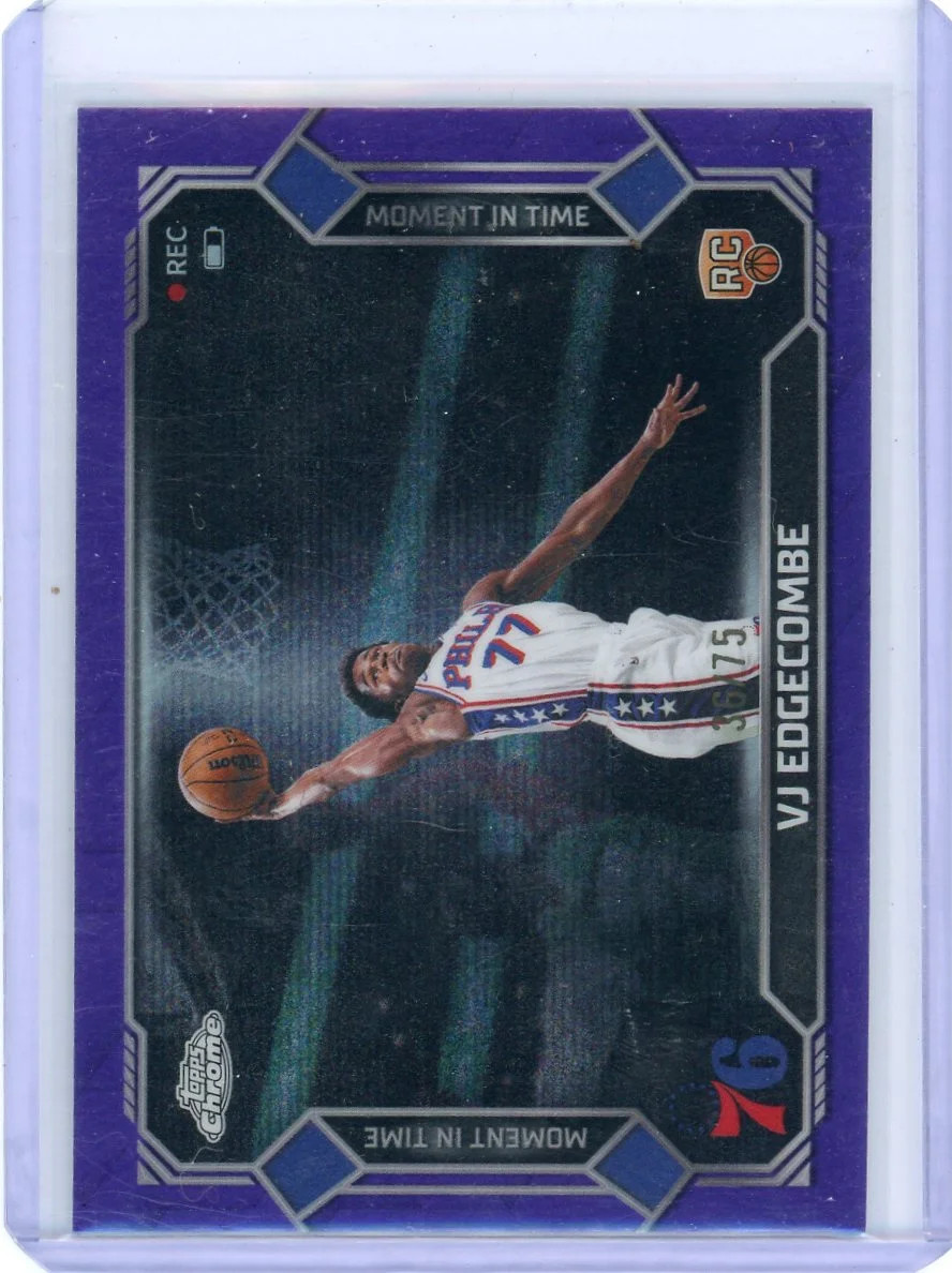 VJ Edgecombe - 2025 Topps Chrome Moment in Time Purple 36/75 Rookie