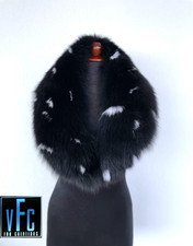 Black With White Fox Fur Collar, Real Fur Collar, Handmade Collar, Luxury Collar