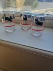 Three Vintage Federal  Glass Scottie Dog Juice Tumblers From The 1940's