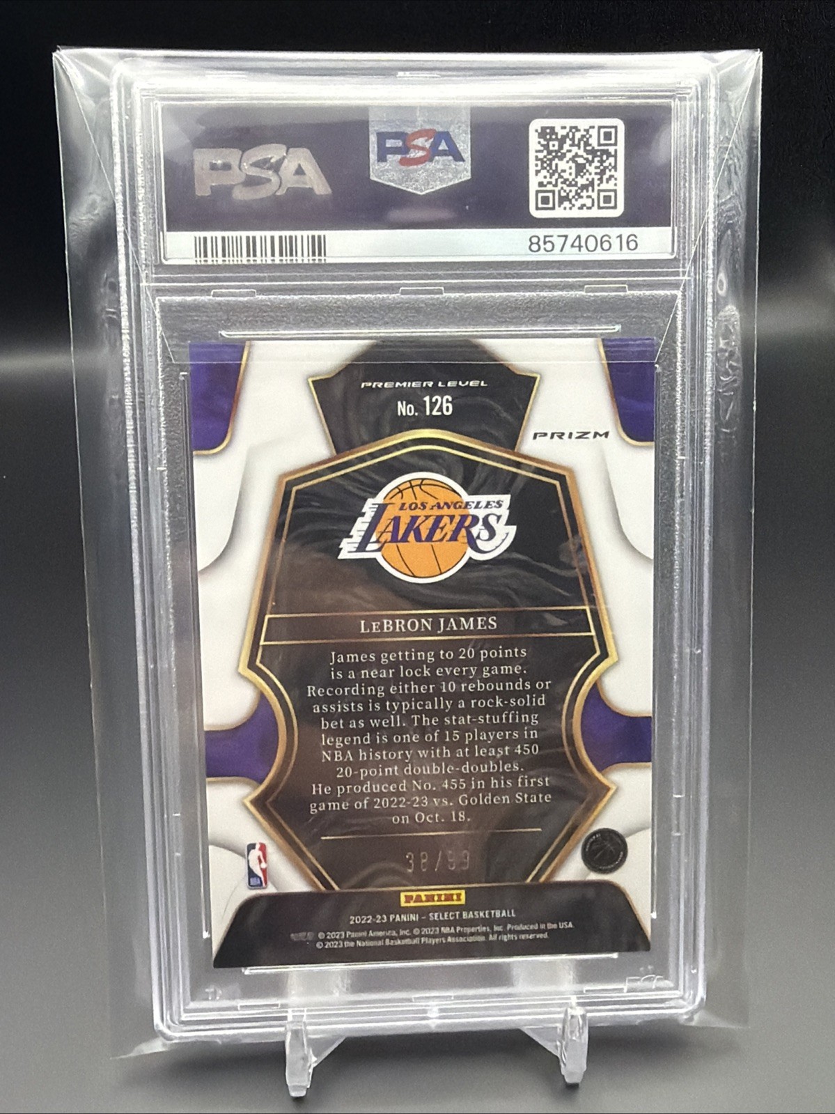 2022-23 Select Premier Level LeBron James #126 Light Blue Disco Prizm To 99 view 2