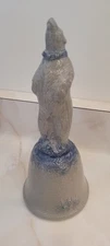 Rowe Pottery Works Christmas Standing Bear Bell 1992 Blue And Gray Salt Glaze
