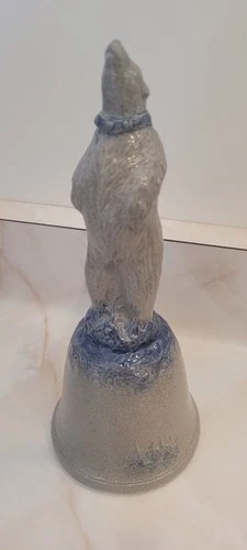 Rowe Pottery Works Christmas Standing Bear Bell 1992 Blue And Gray Salt Glaze