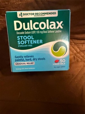 Dulcolax Stool Softener Laxative 50 Liquid Gel Capsules Gentle Relief Exp 03/27