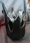 1980s Black With Gold Fecking Murano Hankerchief Vase