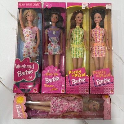 Lot 5 Vintage 90s Barbie Dolls - Weekend, Pretty in Plaid, Flower Fun & Sunshine