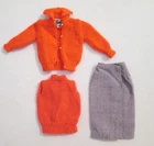 Vintage Barbie Sweater Girl ~ Orange Sweater, Shell Top, & Gray Skirt