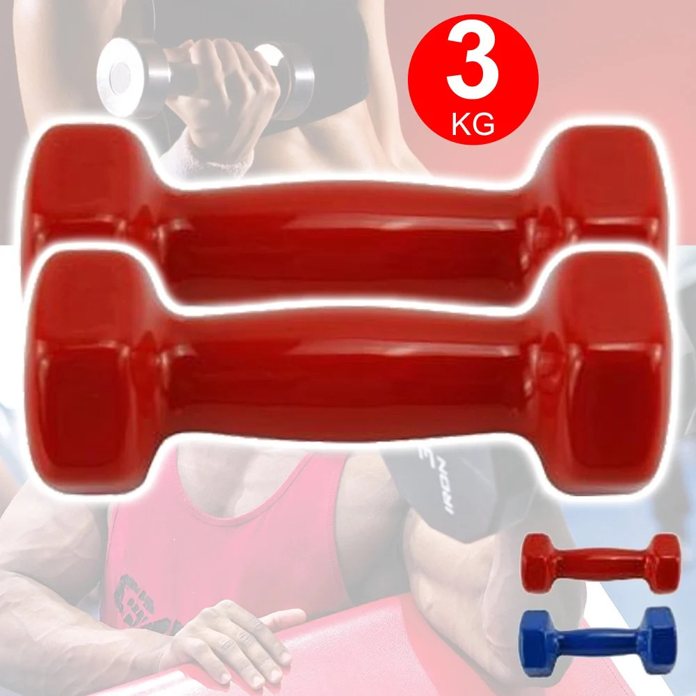 COPPIA DI MANUBRI IN VINILE DA 3 KG OGNUNO MANUBRI PESI PALESTRA FITNESS SPORT