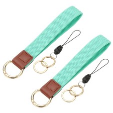 Keychain Wristlet, 2 Pcs Cute Keychain Woven Wrist Lanyard, Light Green
