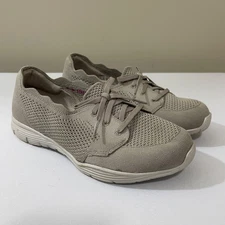 Skechers Shoes Womens 7 Seager Taupe Wide Fit Memory Foam Sneakers 158184W