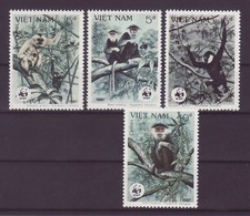WWF monkeys - the clothes monkey set complete ** MNH Vietnam 1987 s035