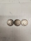 1905 P- O- S Circulated Barber Half Dollars 90% Silver 3 Coin Lot
