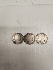 1905 P- O- S Circulated Barber Half Dollars 90 Silver 3 Coin Lot