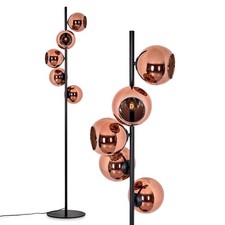 HOFSTEIN Cesaro Stehlampe aus Metall/Glas Schwarz/Kupfer, Retro/Vintage-Design