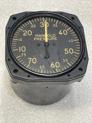 #ad Vintage WWII AN 5770 1 Manifold Pressure Gauge US Gauge Co. AW 2¾ 25 E $50.00