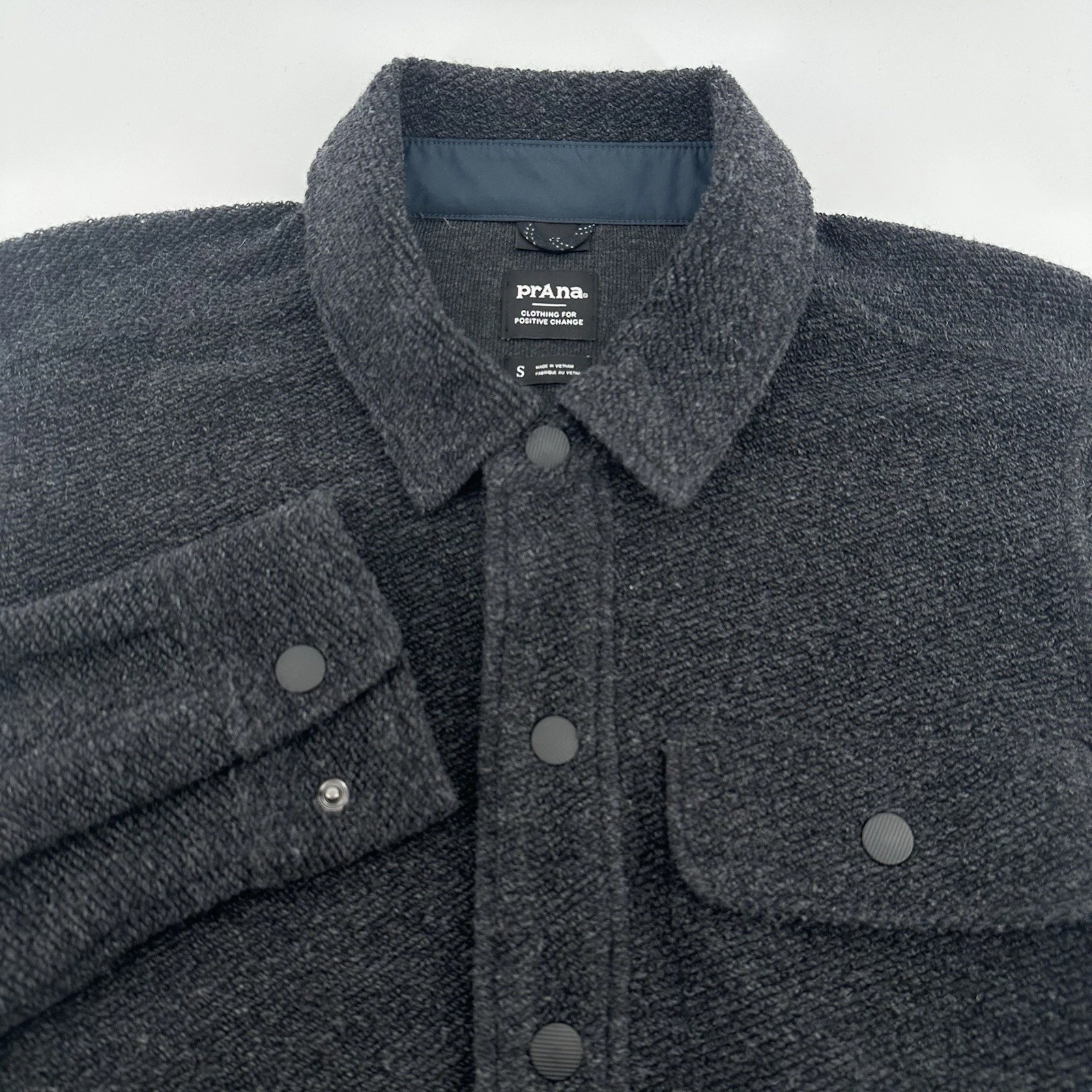 Prana Jacket "Wooly Bird Fleece Overshirt" Shirt Shacket Black Men's Small NEW