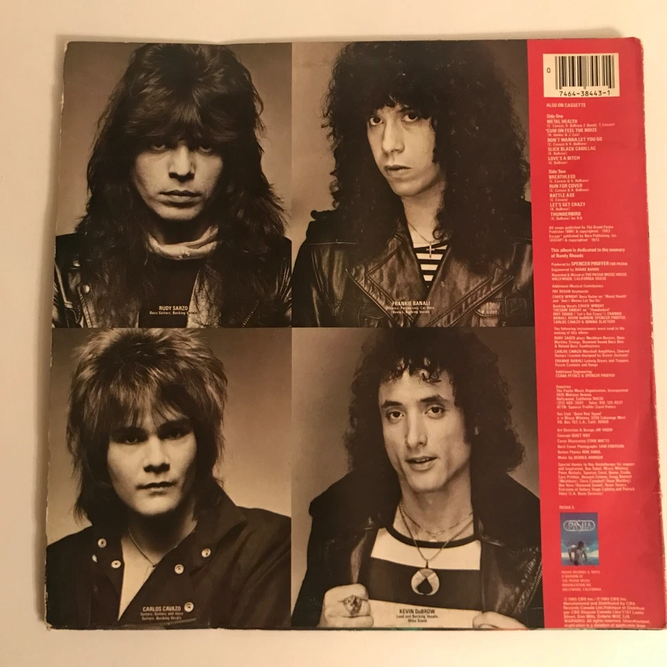 Quiet Riot Mental Health Vinyl LP Pasha 1983 Hard Rock Heavy Metal - Image 2 of 4