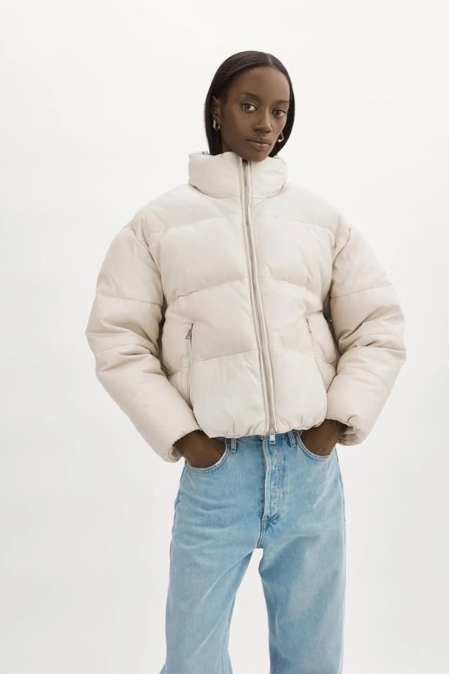 Lamarque Iris Lamb Leather Down Puffer Women's De… - image 1