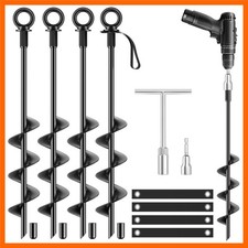 18 Inch Ground Anchors 4 Packs Heavy Duty Fully Welded Trampoline Stakes Scre...
