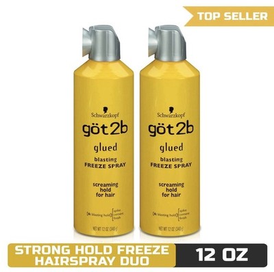Got2b Glued Blasting Freeze Hairspray, Strong Hold, 12oz (Pack of 2)