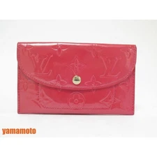 LOUIS VUITTON M919AF Monogram Vernis Envelop Plat Pink Pouch USED from Japan