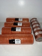 Lot of 5 Crafter's Square Decorative Mesh Ribbon 10 yd 6 yd Roll Orange Gold NEW