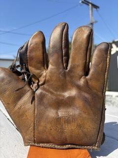 Vintage Baseball Glove Mitt 1920’s Grommet Web “National” brand Split Finger