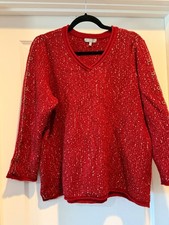 Habitat Clothes To Live In Textured Sweater Size L Red Cozy Comfy Artsy