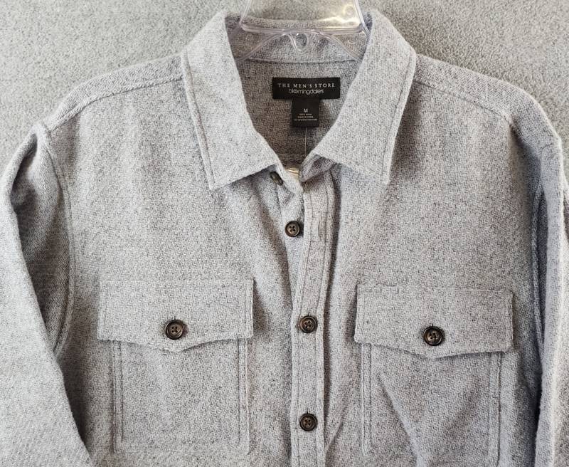 The Men's Store at Bloomingdale's Wool Button Front Overshirt M Stone Wash L/S - second product detail image