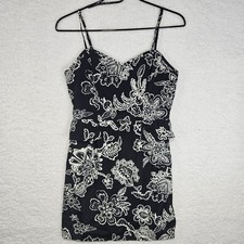 American Eagle Outfitters Black & White Floral Peplum Strap Dress Women's Size 4