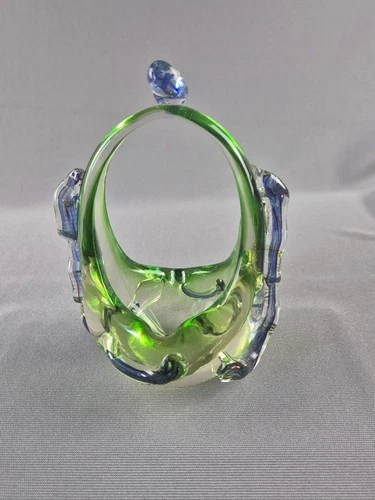 Vintage Murano Glass Basket Vase Perfect Condition