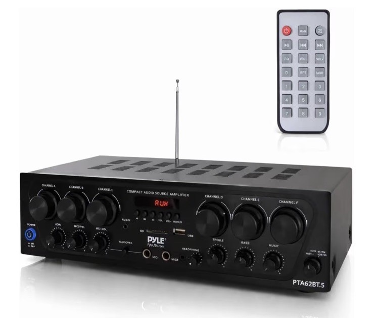 Pyle PTA62BT.5 6 Channel Audio Bluetooth Home Amplifier Rece