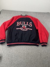 Vintage Chicago Bulls NBA Logo Athletic Jacket Mens XL Black Red Full Zip