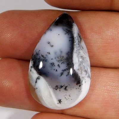 Natural Gorgeous Dendritic Opal Pear Cabochon 23.00Cts. Reiki Healing Gemstone
