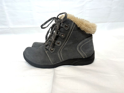Earth Womens Size 7 M Gray Suede Zip Lace Up Fashion Ankle Boots Booties