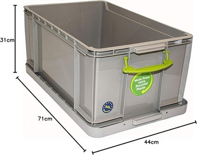 Really Useful Box 64L Recycling Grau Kunststoff Aufbewahrungspaket (2) LIEFERUNG AM NÄCHSTEN TAG