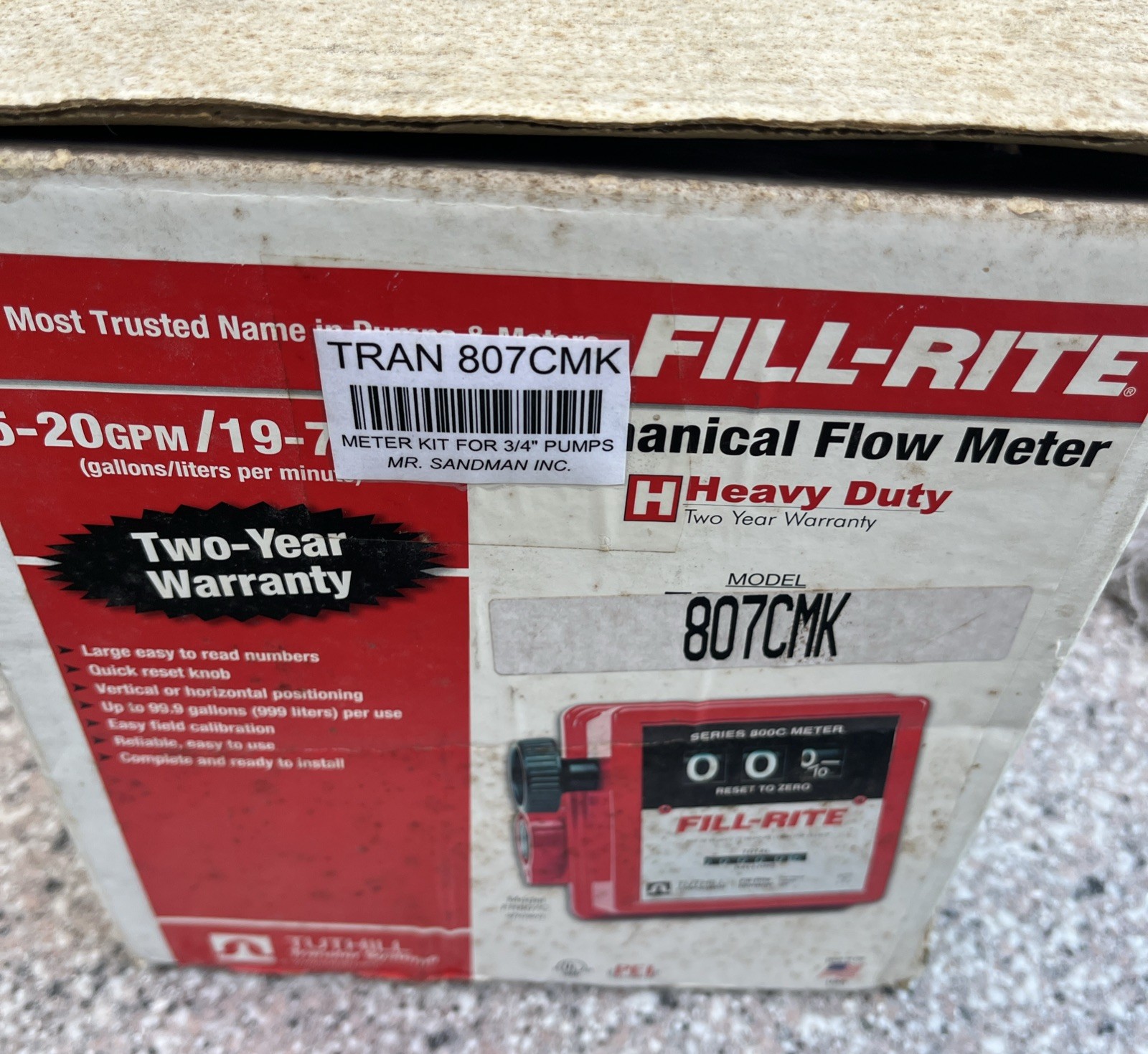 Fill-Rite 807CMK Series 800C Mechanical Fuel Flow Meter Kit 3/4 Pump 5-20 GPM