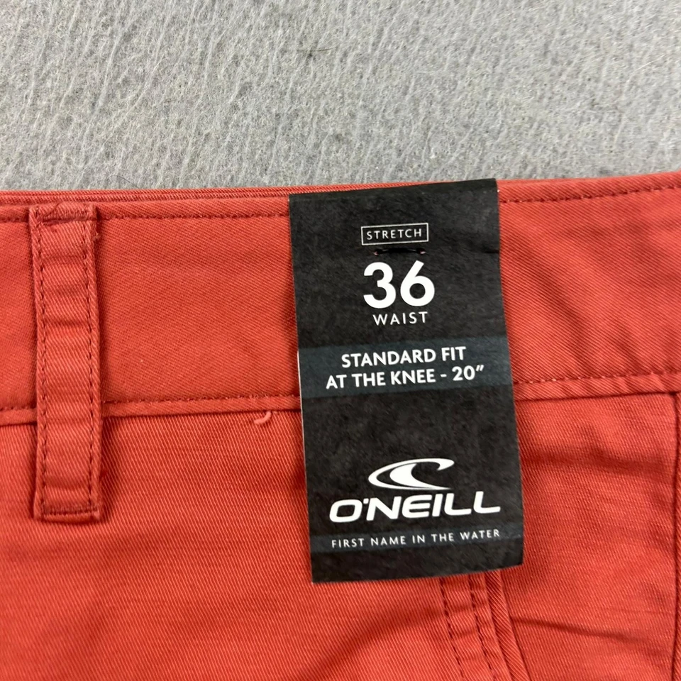 Shorts Oneill Masculino 36 Laranja Frente Plana Ajuste Padrão Leve Chino Novo com etiquetas - Imagem 3 de 4