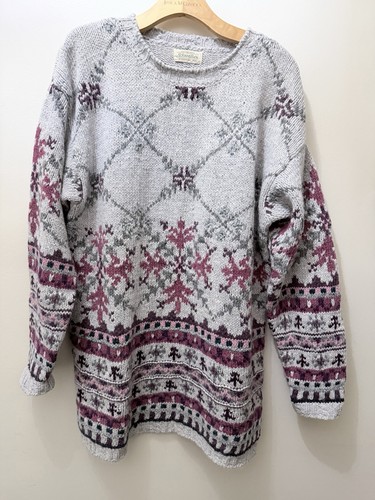 St. John, Vintage 90s St. John’s Bay Nordic Wool Blend Chunky Knit Tunic XL Cottage Granny