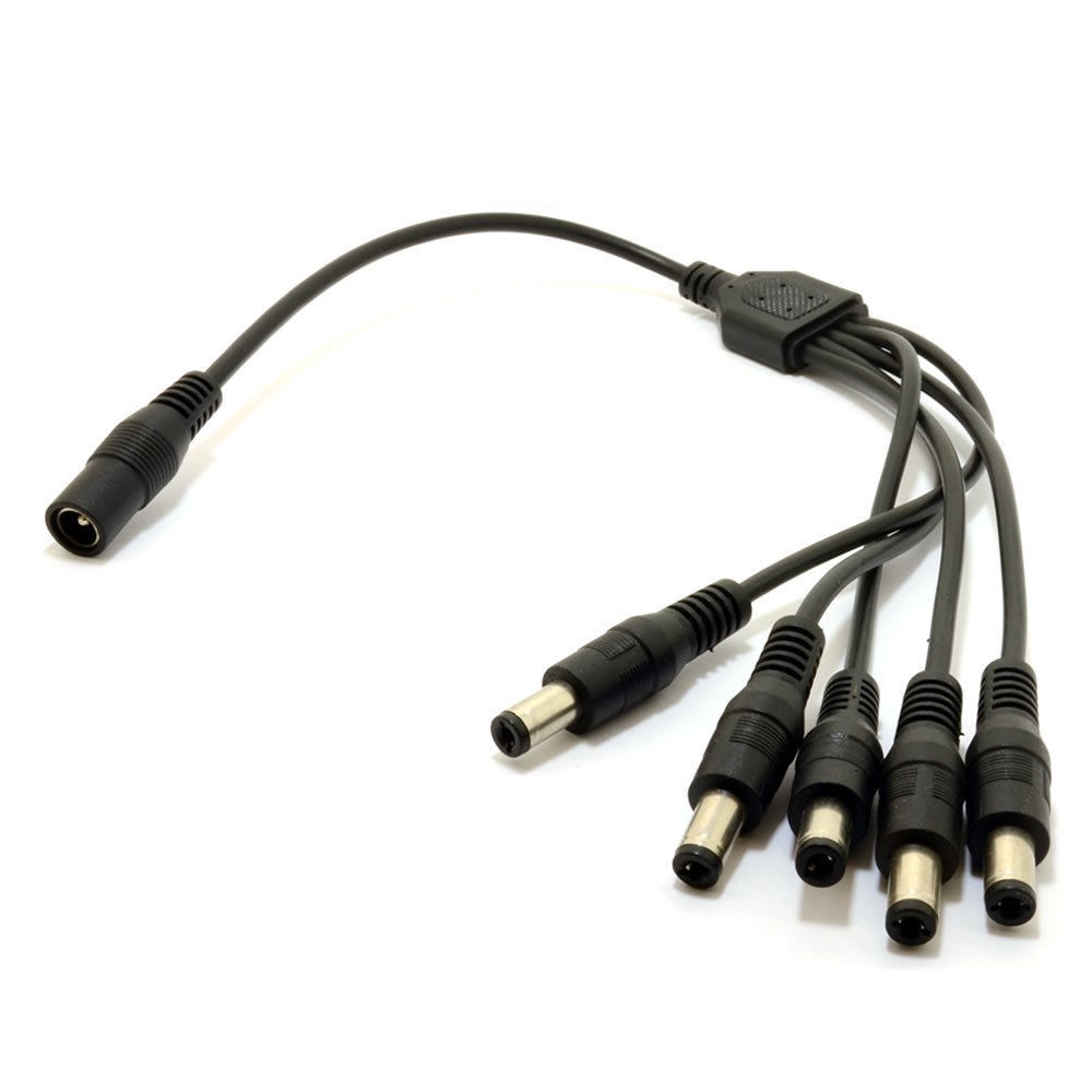 DC Power Splitter 5 way Adapter 2.1mm CCTV 12V PSU to 5 LED/Camera Cable
