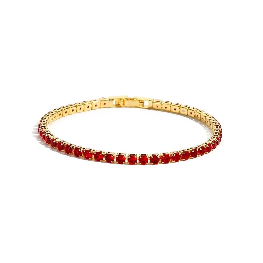 Tennis Bracelet Rainbow Simulated Zirconia Pave Chain Colorful Round Cut Jewelry