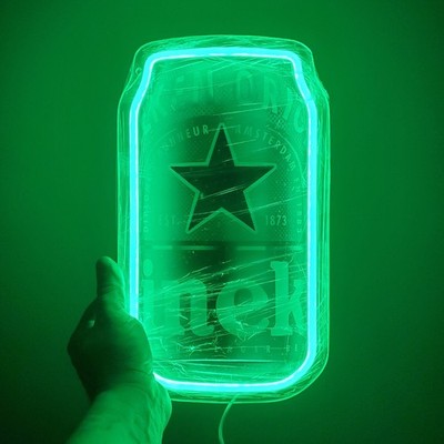 Heineken neon LED wall sign - oversized beer can design - beer