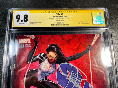 SILK 1 VARIANT CGC 9.8 J Scott CAMPBELL Signature SERIES Black Cat Spider Man - Picture 3 of 3