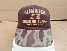 VINTAGE MINNICK BUILDING SUPPLY OLD SCHOOL CAMO Snapback MESH Trucker Hat