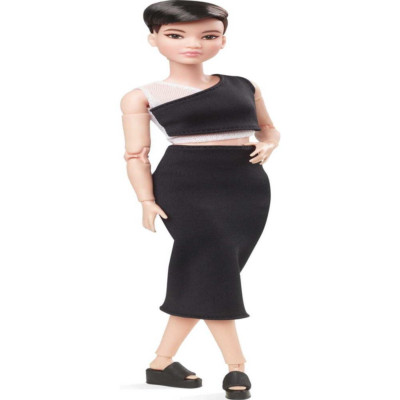 Barbie Signature The Looks Doll Posable Petite, Brunette Pixie Cut #3GXB29 Asian